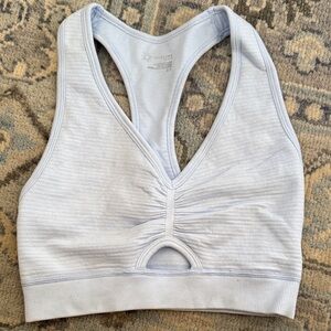 aerie Light Blue Seamless V-Neck Ruched Sports Bralette